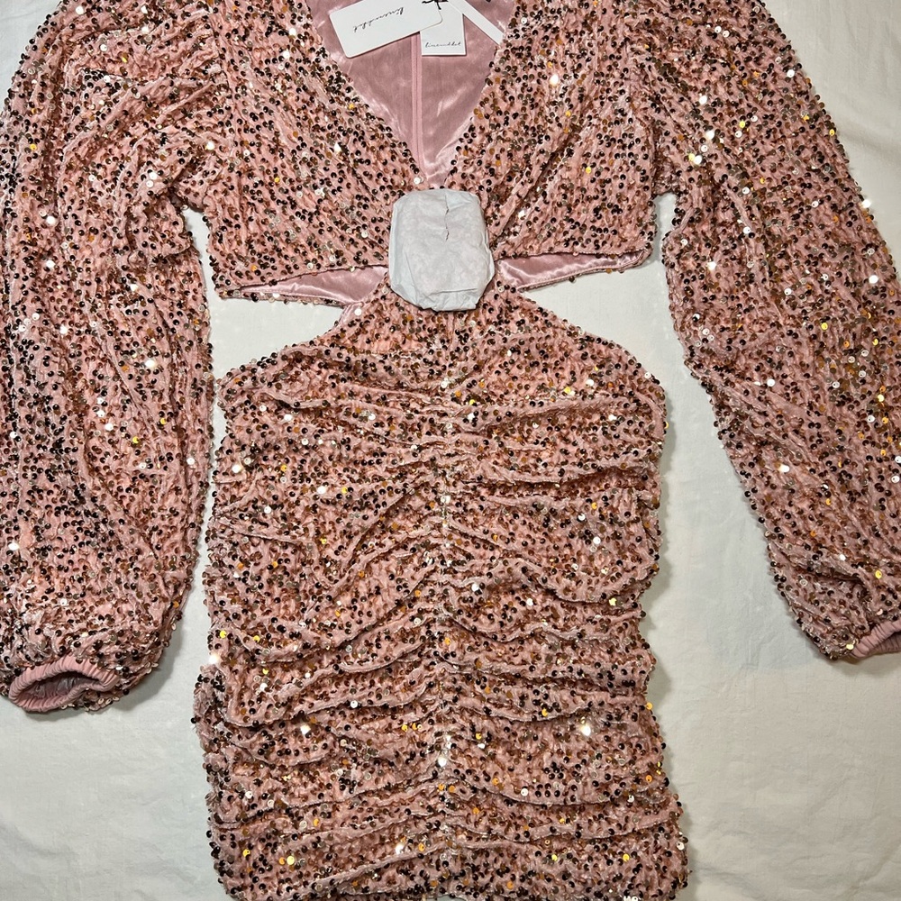 Line And Dot mini sequined dress pink rose gold Size Small - Picture 6 of 11